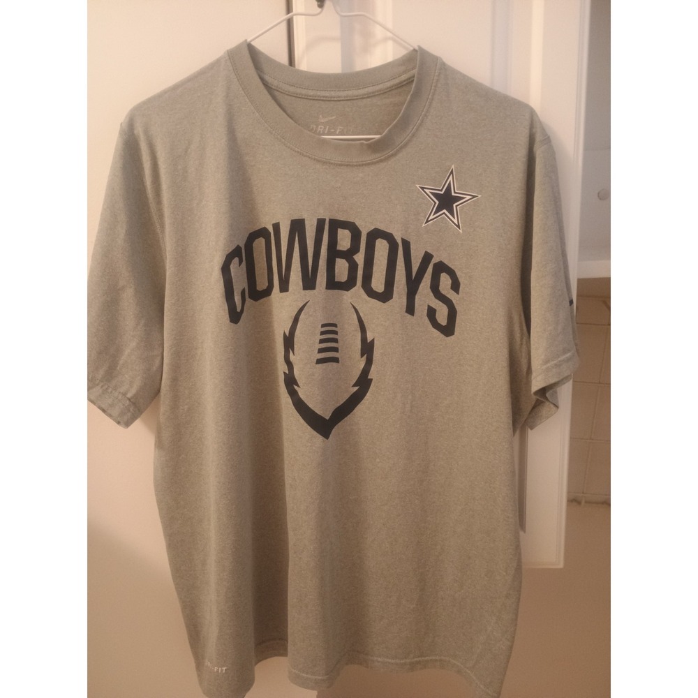 Nike NFL Dallas Cowboys Women's Dri-Fit Short Sleeve Shirt Size Large Grey Blue